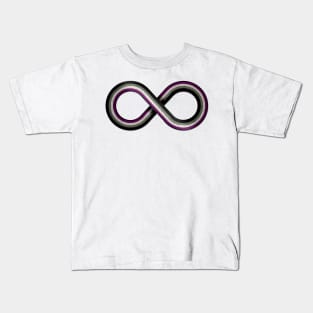 Large Infinity Vector Symbol Striped with Asexual Pride Flag Kids T-Shirt